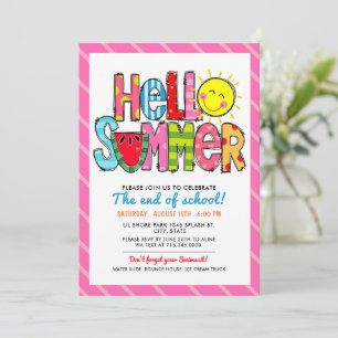 Hallo Zomer Einde van School Party Zomer Cookout Kaart