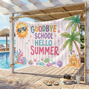 Hallo Zomer Feest Strepen Spandoek