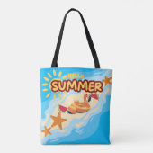 Hallo Zomer Flamingo Strandtas Draagtas (Achterkant)