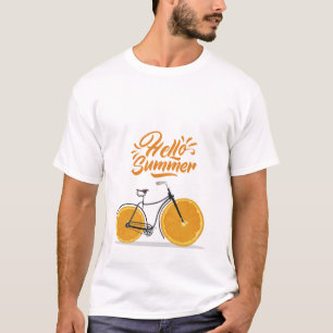 hallo zomer, grappige retro fiets t-shirt