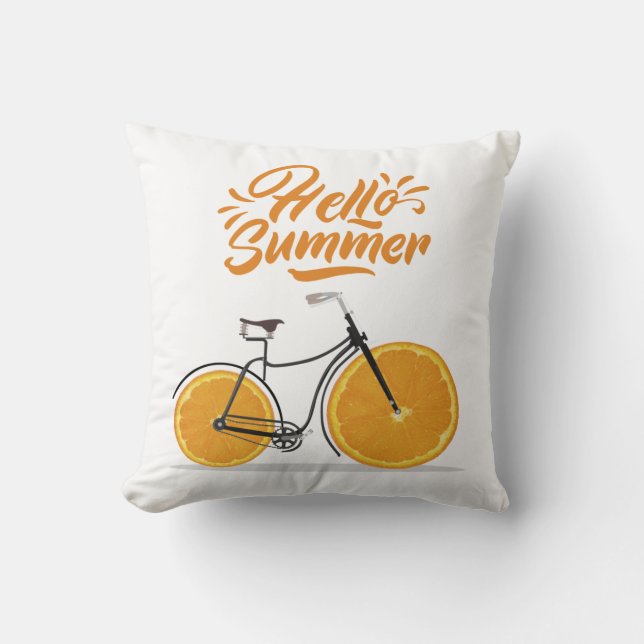 hallo zomer, grappige retrofiets T-Shirt Kussen (Voorkant)