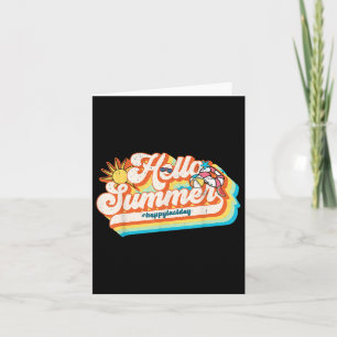 Hallo Zomer Happy Laatste Dag van School Retro 70s Kaart