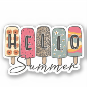 Hallo Zomer Kleurrijk Ijs Retro Sticker