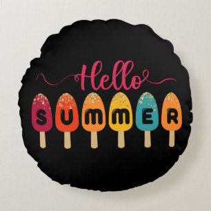 Hallo zomer Kleurrijk ijsje Rond Kussen