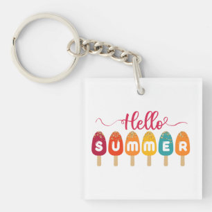Hallo zomer   Kleurrijk ijsje Sleutelhanger