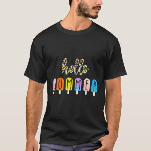 hallo zomer met luipaard Druk ijsklok T-shirt