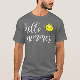hallo zomer met vrolijke zon voor zomervakantie & t-shirt
