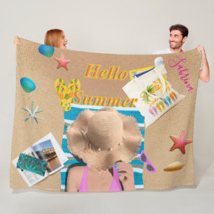 Hallo Zomer Plezier Strand Zee Zand Persoonlijke Fleece Deken