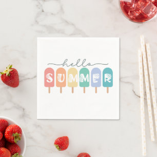 Hallo Zomer Popsicle Kleurrijk Servet
