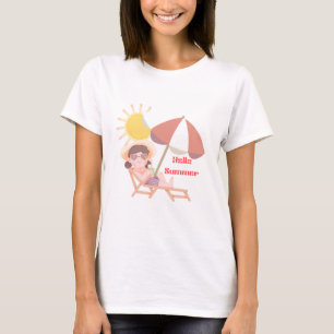  Hallo Zomer Schattig Strand Vakantie Ontwerp   Zo T-shirt
