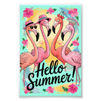 Hallo Zomer Schattige Flamingo Strand Vakantie Tro