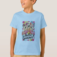Hallo Zomer Schattige Flamingo Strand Vakantie Tro