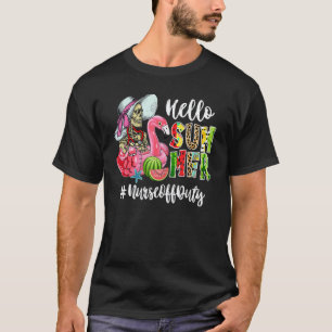 Hallo Zomer Schedel Flamingo Drijver Watermeloen V T-shirt