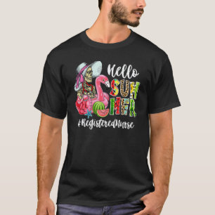 Hallo Zomer Schedel Flamingo Float Geregistreerde T-shirt
