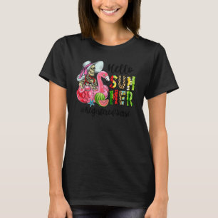 Hallo Zomer Schedel Flamingo Float Geregistreerde T-shirt