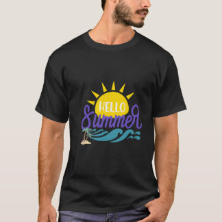 Hallo Zomer Strand Sfeer Kleurrijk Zomer T-Shirt
