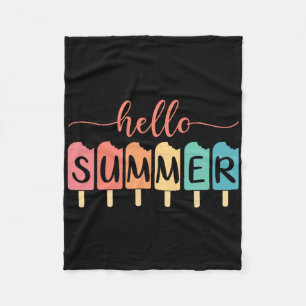 Hallo Zomer Strand Vakantie Ijs Liefhebber Popsicl Fleece Deken