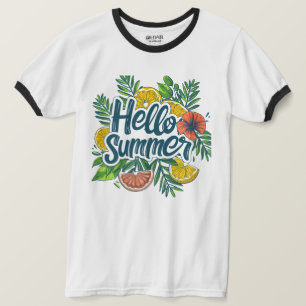 Hallo Zomer Tropisch Citrus Grafisch T-Shirt