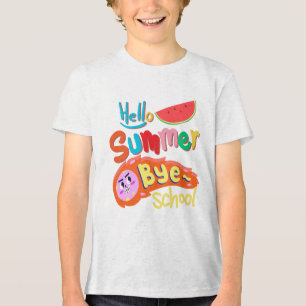 Hallo Zomer Vaarwel School Cartoon Ontwerp Tri-Blend Shirt