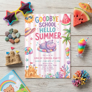 Hallo Zomer Vakantie Strepen Uitnodiging