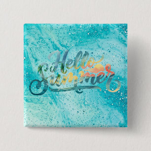 Hallo Zomer Vierkante Button 5,1 Cm