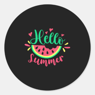Hallo Zomer Watermeloen Zomervakantie Ronde Sticker