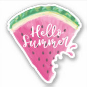 Hallo Zomer Waterverf Watermeloen Fruit Slice Sticker (Voorkant)