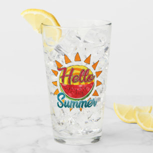 Hallo zomer Waterverf Watermeloen & Levendige Zo Glas