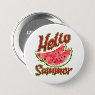 Hallo zomer   Waterverf Watermelon Design Ronde Button 7,6 Cm