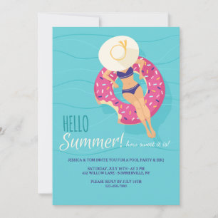 Hallo Zomer Zwembad Feest Uitnodigingen