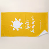 hallo zomergele handdoek met aangepaste naam (Voorkant)