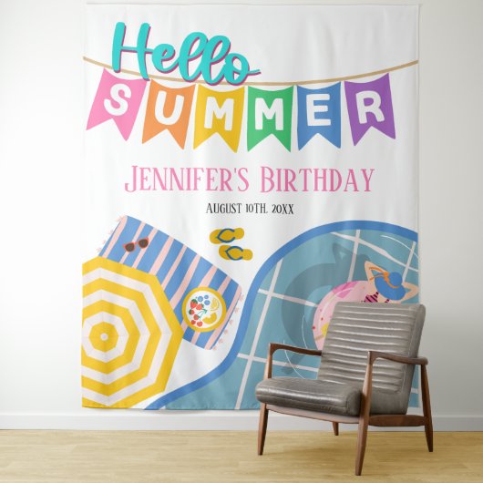 hallo zomerkleurige poolfeestachtergrond wandkleed (In situ)