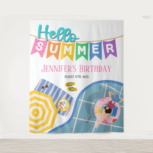 hallo zomerkleurige poolfeestachtergrond wandkleed (Voorkant)