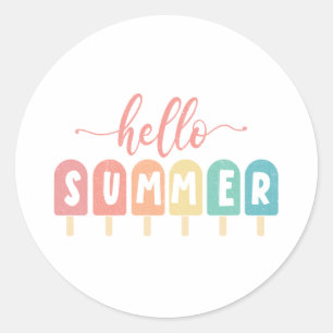 Hallo Zomerpastel Popsicles Ronde Sticker
