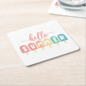 Hallo Zomerpastel Popsicles Vierkante Kartonnen Onderzetter (Schuin)