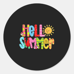Hallo Zomervakantie Ice Cream Popsicle Watermelo Ronde Sticker
