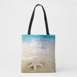 hallo zomerzonnige strand tote bag