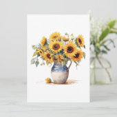 Hallo Zonnebloemen ~  plat Wenskaart (Staand voorkant)