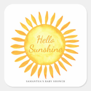 Hallo Zonneschijn Geslacht Neutrale Baby Shower Vierkante Sticker