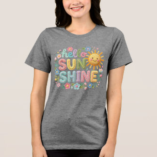 Hallo Zonneschijn Haakstijl Bloem Tri-Blend Shirt