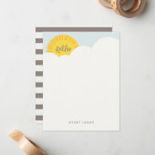 Hallo Zonneschijn Papierwinkel - Houtskool Notitiekaartje (Voorkant / Achterkant in situ)