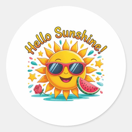 Hallo Zonneschijn Ronde Sticker (Voorkant)