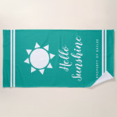hallo Zonnezomerbadhanddoek met aangepaste naam Strandlaken (Voorkant)
