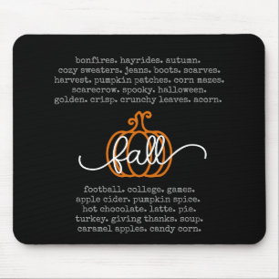 Hallo Zwart Herfst Definitie Woorden Pompoen Herfs Muismat