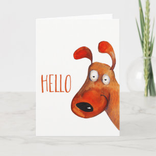 hallo "Zwart" Schattigee hond Waterverf leeg binne Kaart