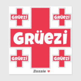 Hallo Zwitsers Gruezi Vijf aparte Die-Cut Stickers