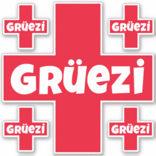 Hallo Zwitsers Gruezi Vijf aparte Die-Cut Stickers