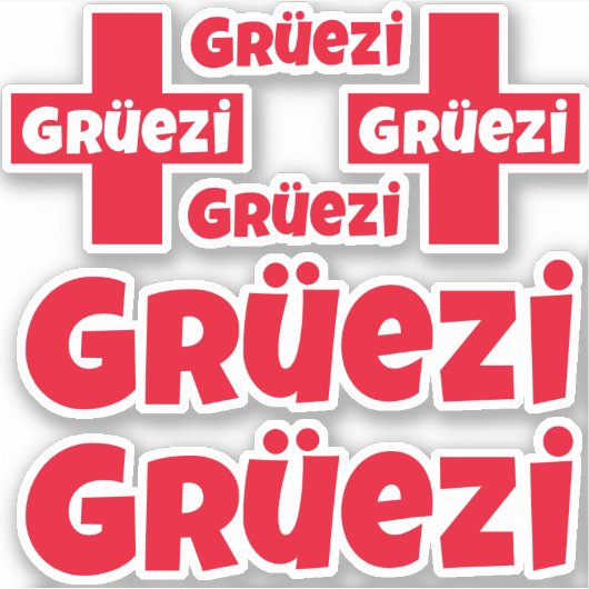Hallo Zwitserse Gruezi Die-Cut Stickers (Voorkant)