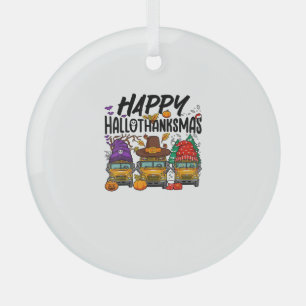 HalloBedanktMas Halloween Thanksgiving Christmas S Glas Ornament