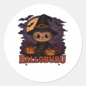 Hallobubu Halloween Schattige & Spooky Witch Cat T Ronde Sticker (Voorkant)